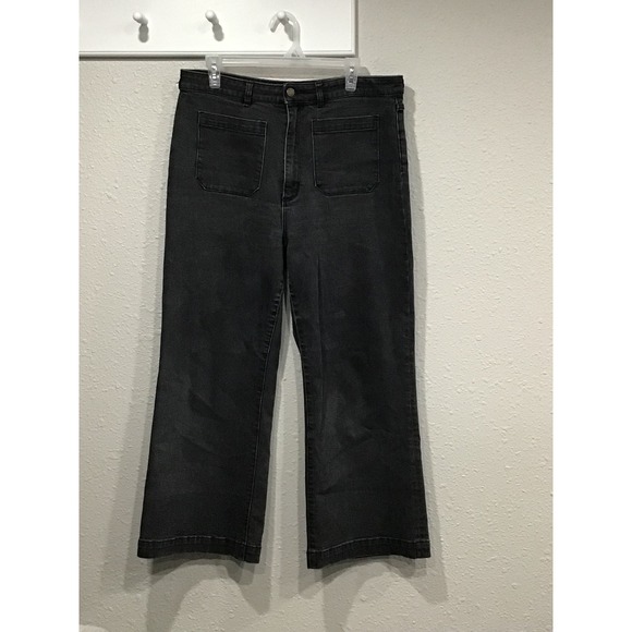 Rolla's Sailor Jean Comfort 80s Black High Rise Wide Leg Jeans Sz 33 Scandi Chic - Picture 3 of 9